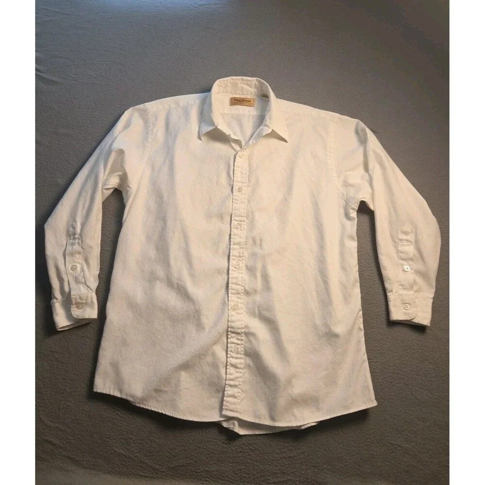 Vintage Paul Stuart Shirt Bundle: White Cotton LS & Light Blue Linen SS (Sz L/M) - Picture 8 of 16